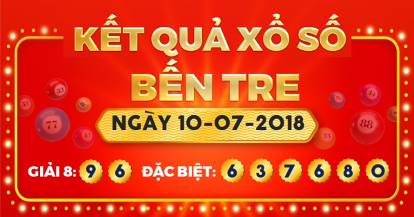 Kết quả xổ số Bến Tre ngày 10/7/2018