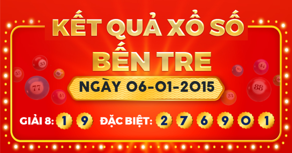 Kết quả xổ số Bến Tre ngày 6/1/2015
